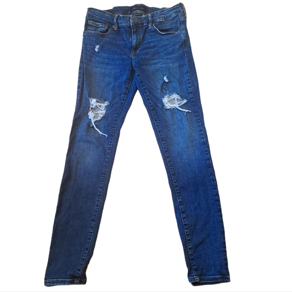 Aeropastale Women's Low-Rise Jegging Dark Wash Distressed Skinny Jeans size 10R